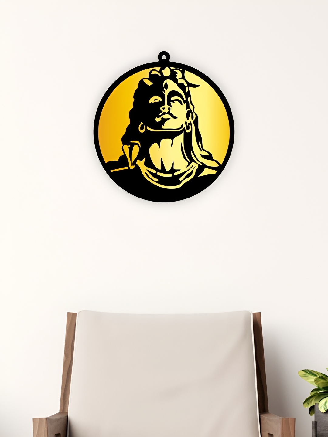 

CVANU Yellow & Black Printed Wooden Hanging Wall Decor