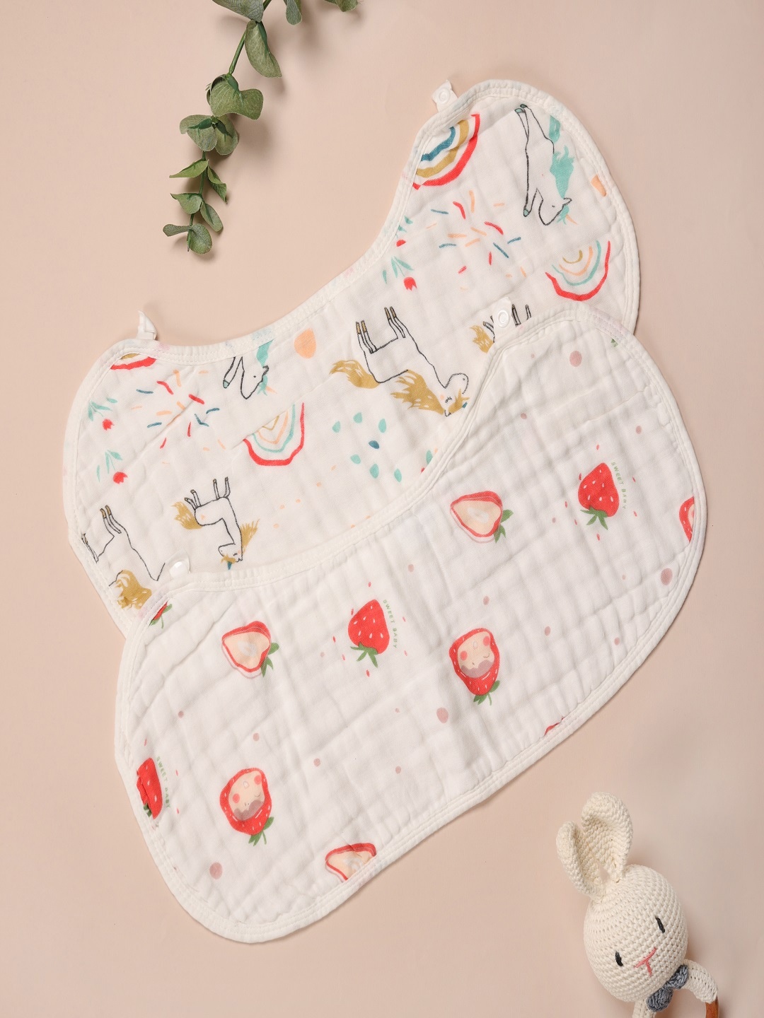 

KICKS & CRAWL Infant Pack Of 2 Printed Bibs, White