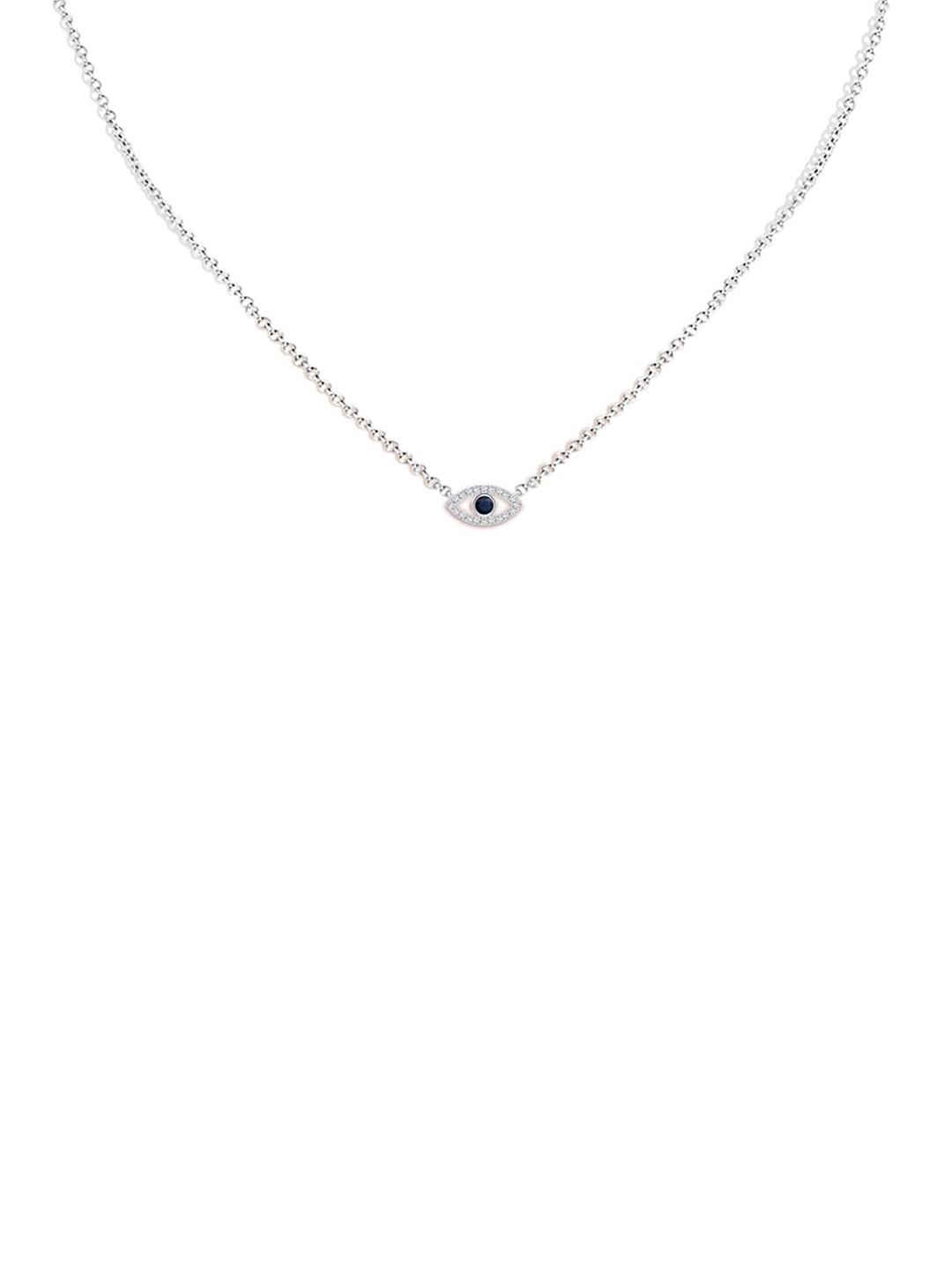 

Angara 14KT White Gold Blue Sapphire Evil Eye Pendant Necklace with Diamond Accents, Silver