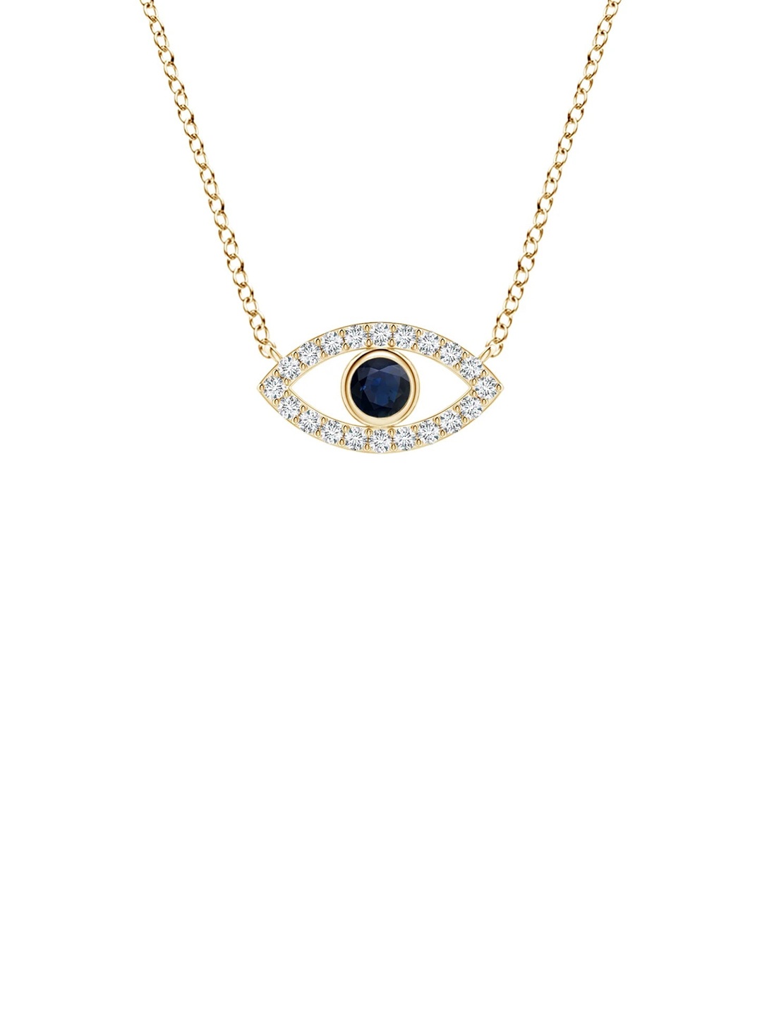 

Angara 14KT Yellow Gold Blue Sapphire Evil Eye Pendant Necklace with Diamond Accents