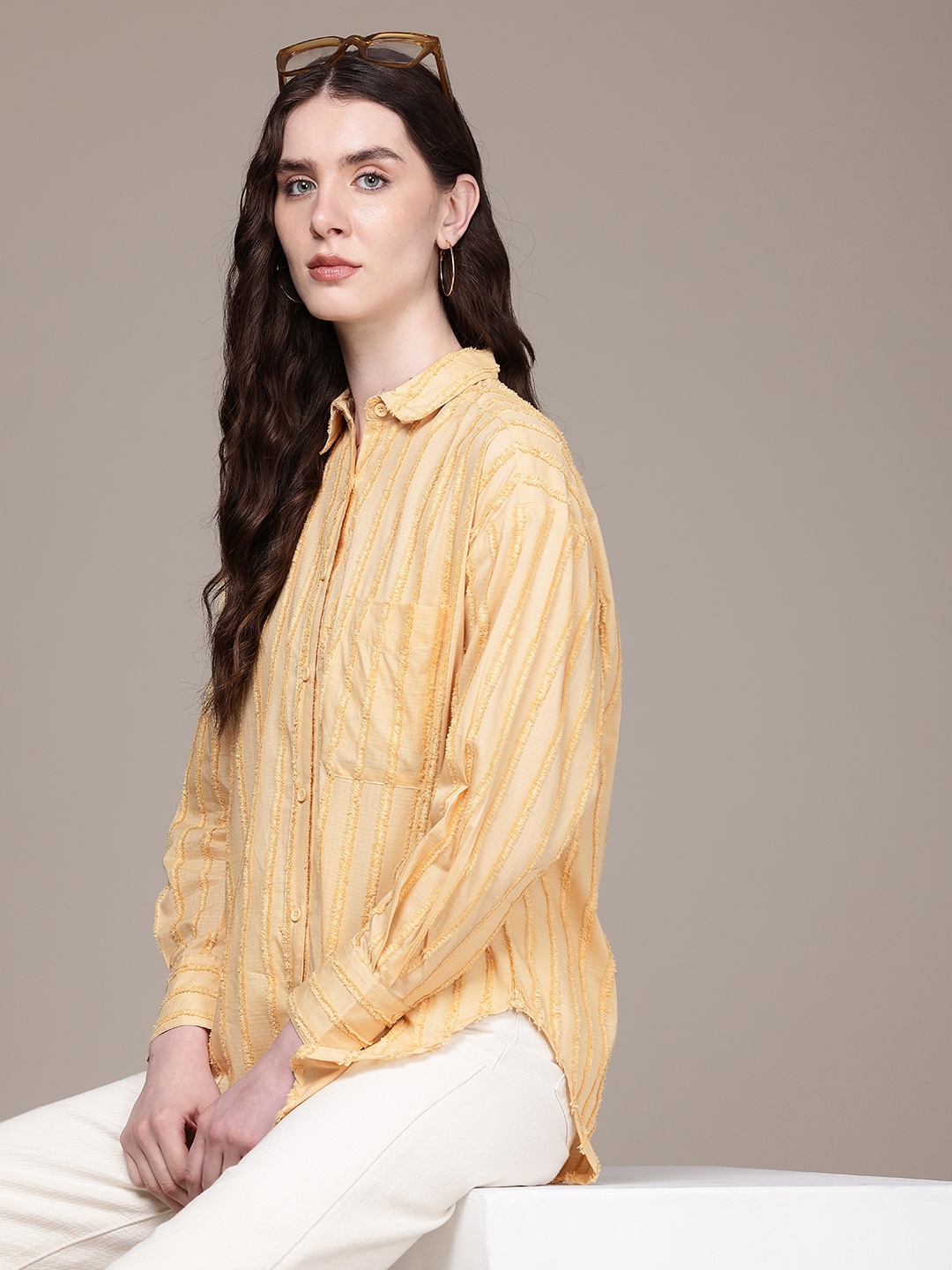 

Roadster Relaxed Oversized Casual Shirt, Yellow