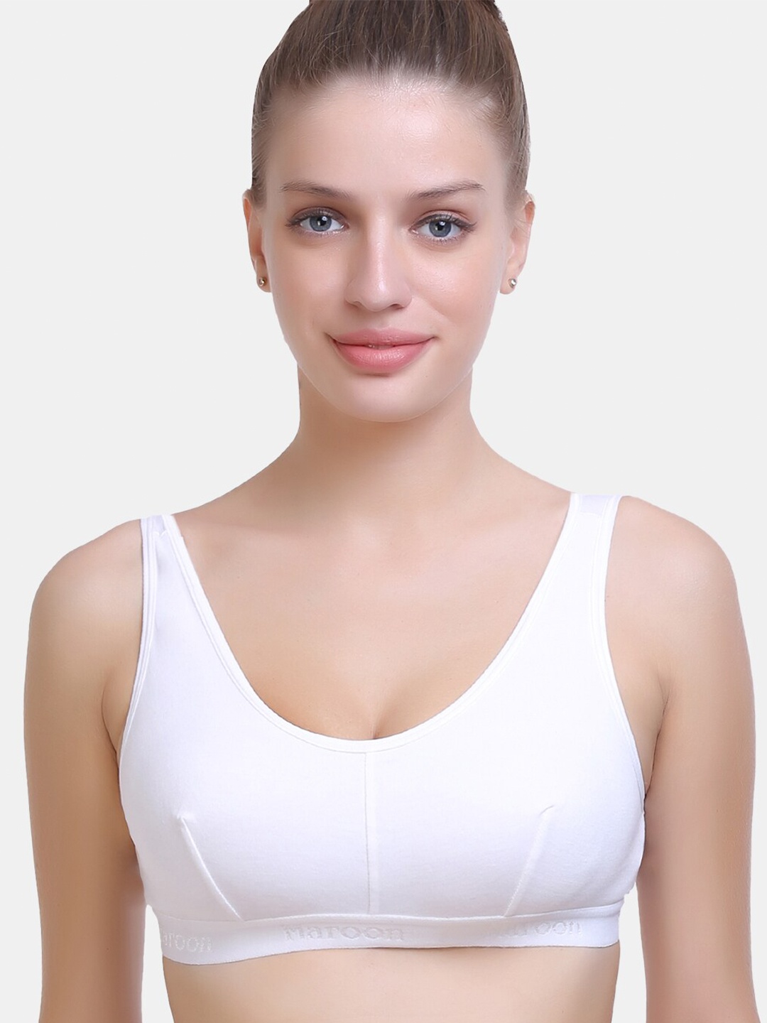

MAROON All Day Comfort Cotton Workout Bra - Medium Coverage, White