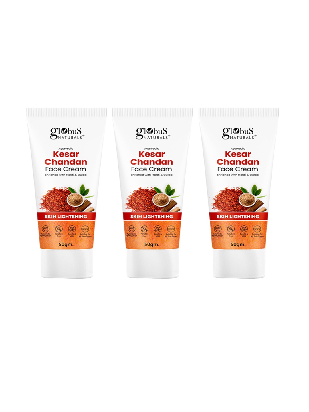 

Globus naturals Set Of 3 Kesar Chandan Face Cream - 50g Each, White