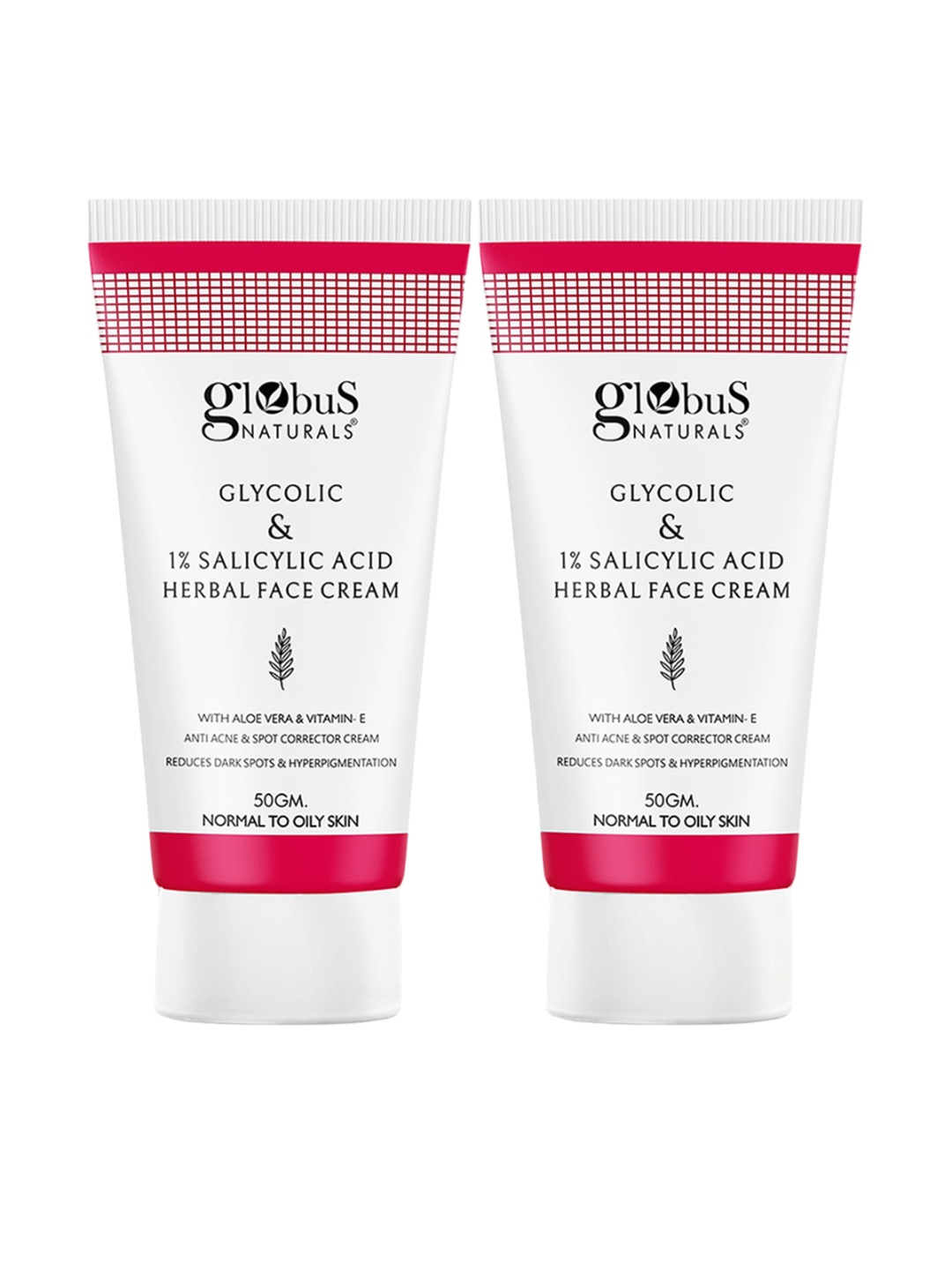 

Globus naturals Set Of 2 Glycolic & 1% Salicylic Acid Herbal Face Cream - 50gm each, White