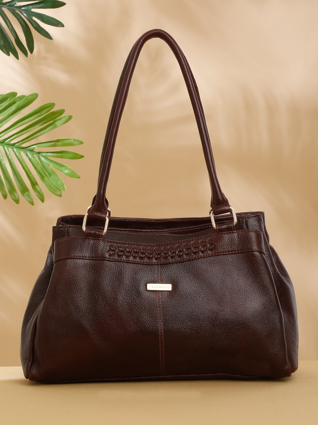 

Teakwood Leathers Leather Structured Handheld Bag, Brown