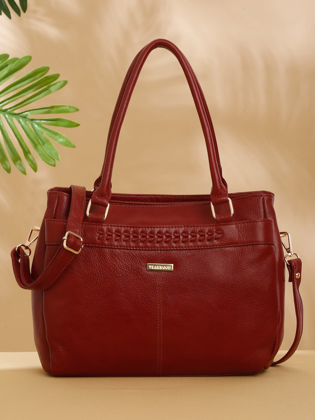 

Teakwood Leathers Leather Structured Shoulder Bag, Red