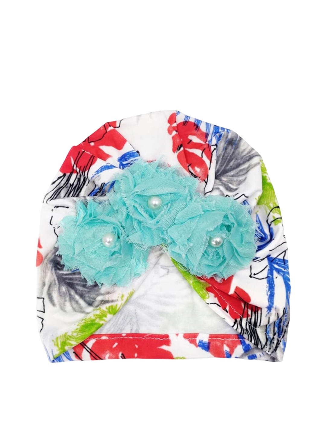 

ANNA CREATIONS Infant Girls Printed Turban Beanie Cap, Green