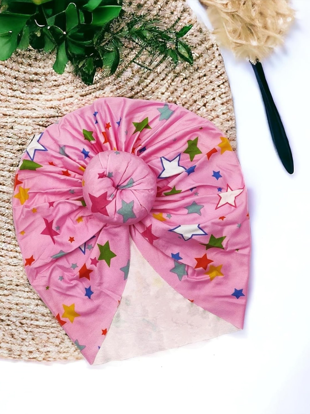

ANNA CREATIONS Girls Printed Head Wrap Cap, Pink