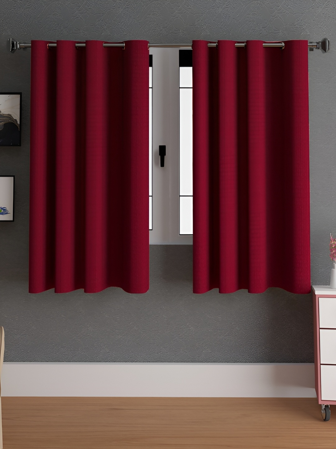 

Lunar Days Maroon 2 Pieces Room Darkening Window Curtain