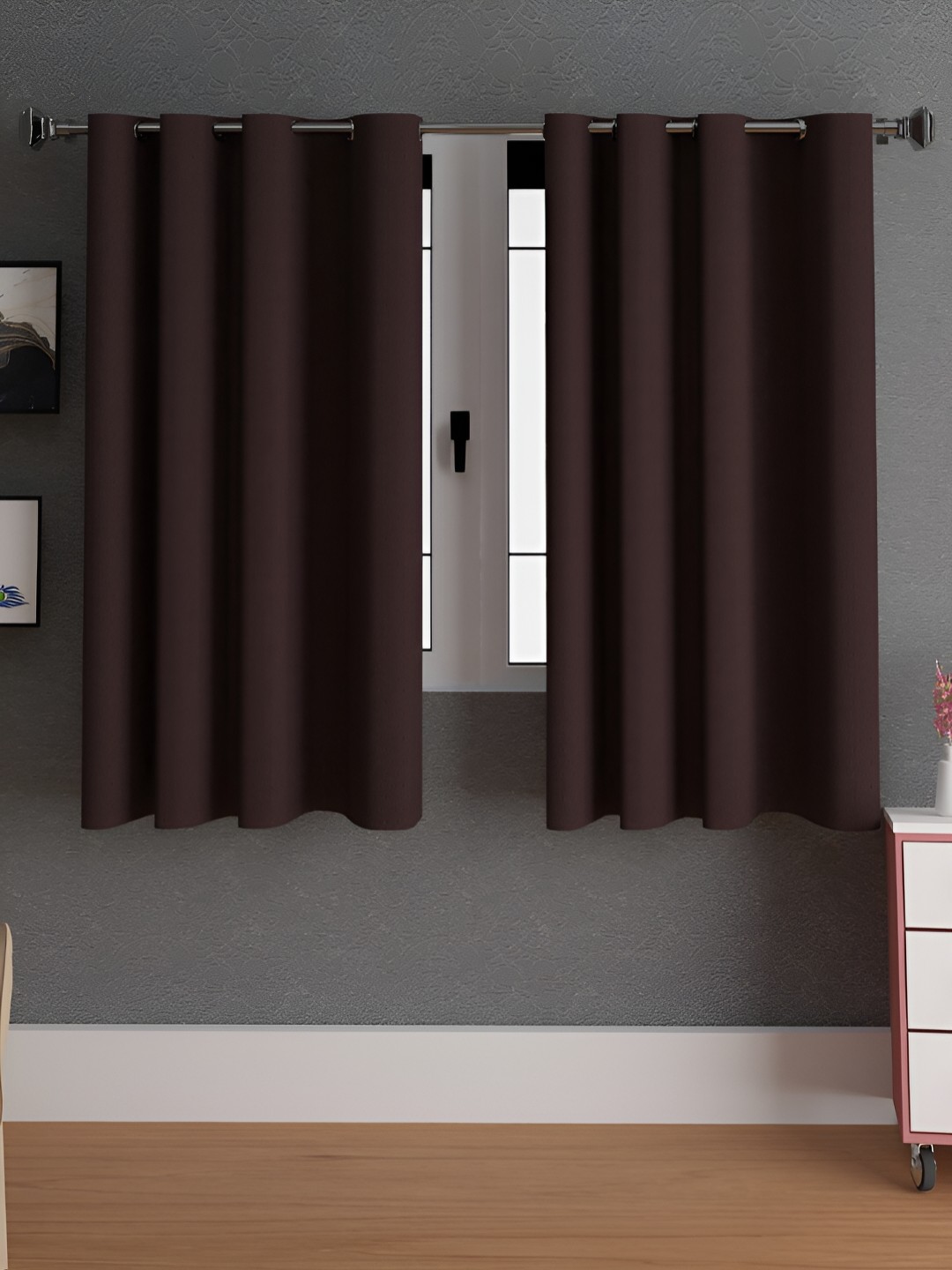 

Lunar Days Coffee Brown 2 Pieces Room Darkening Window Curtain