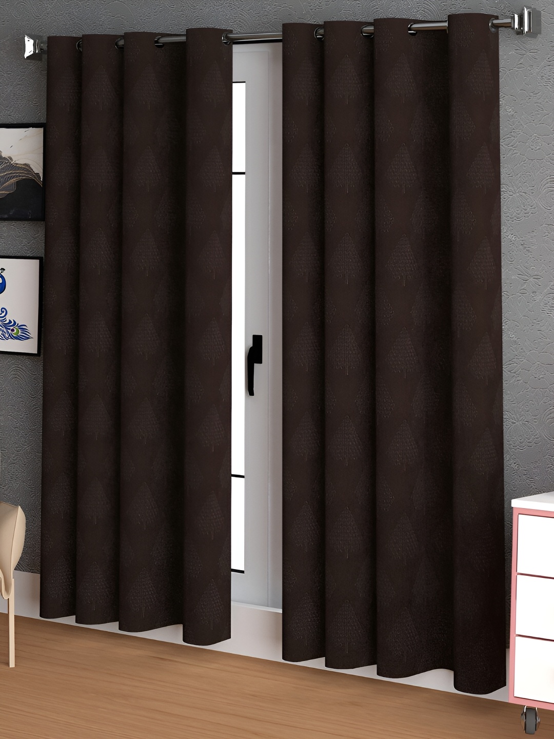

Lunar Days Coffee Brown 2 Pieces Room Darkening Door Curtain