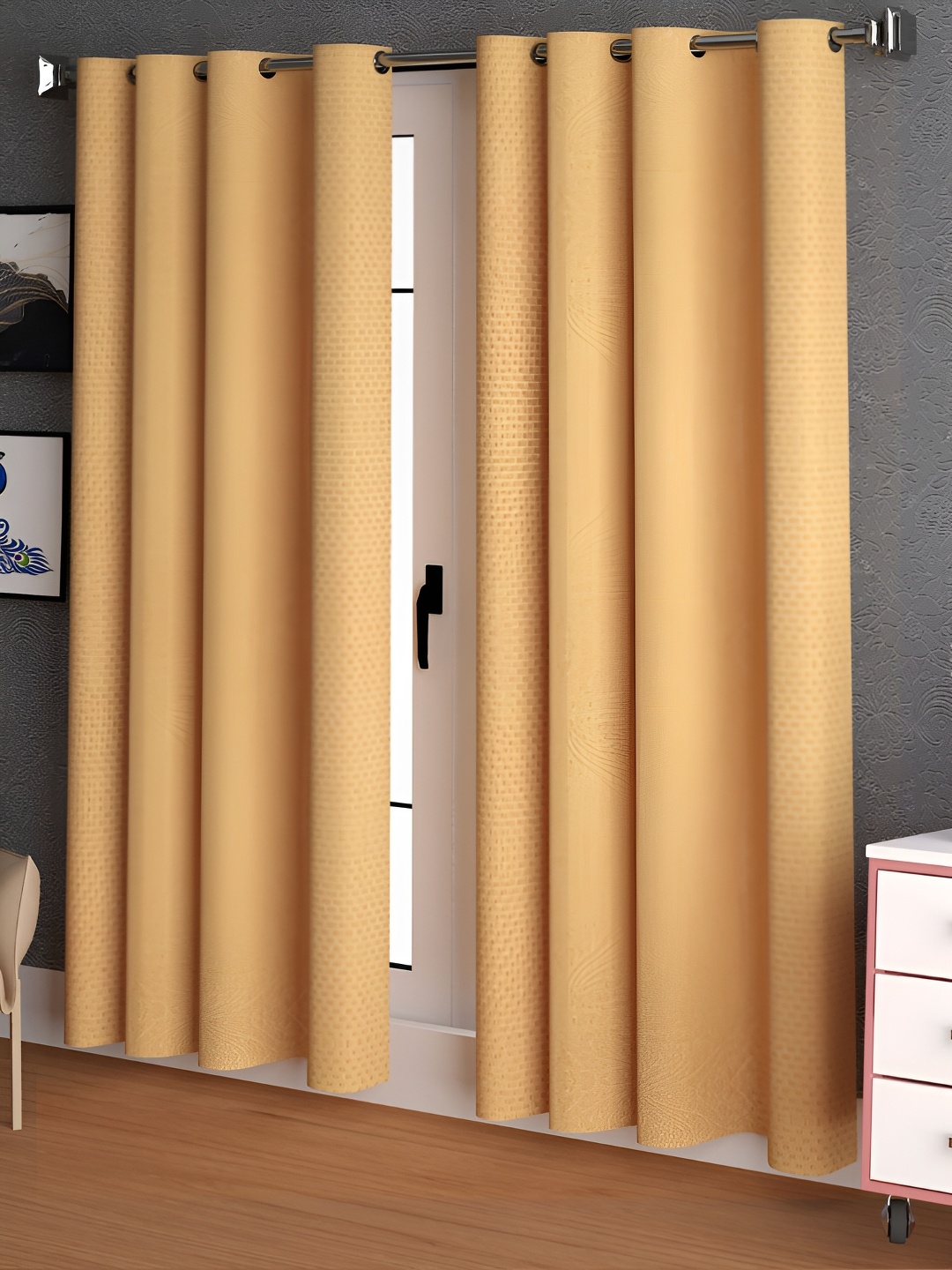 

Lunar Days Yellow 2 Pieces Room Darkening Long Door Curtain