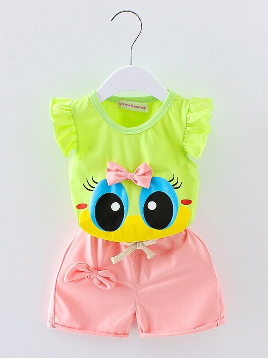 

BAESD Girls Printed Round Neck T-shirt with Short, Green