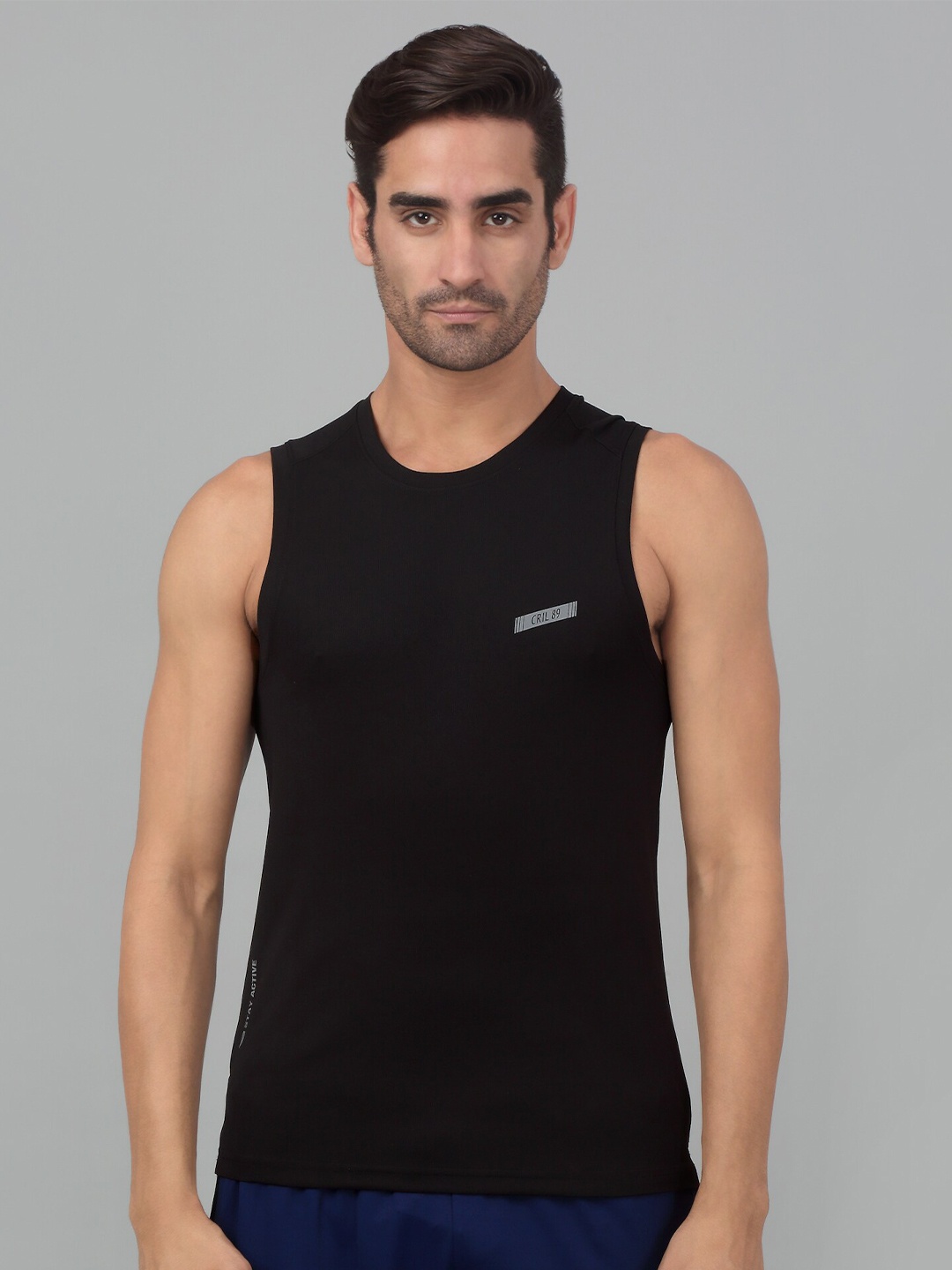 

Cantabil Scoop Neck Sleeveless Activewear T-shirt, Black