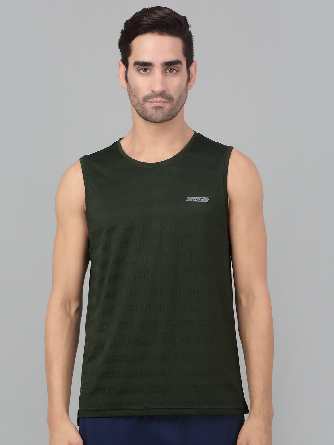 

Cantabil Round Neck Sleeveless Activewear T-shirt, Olive