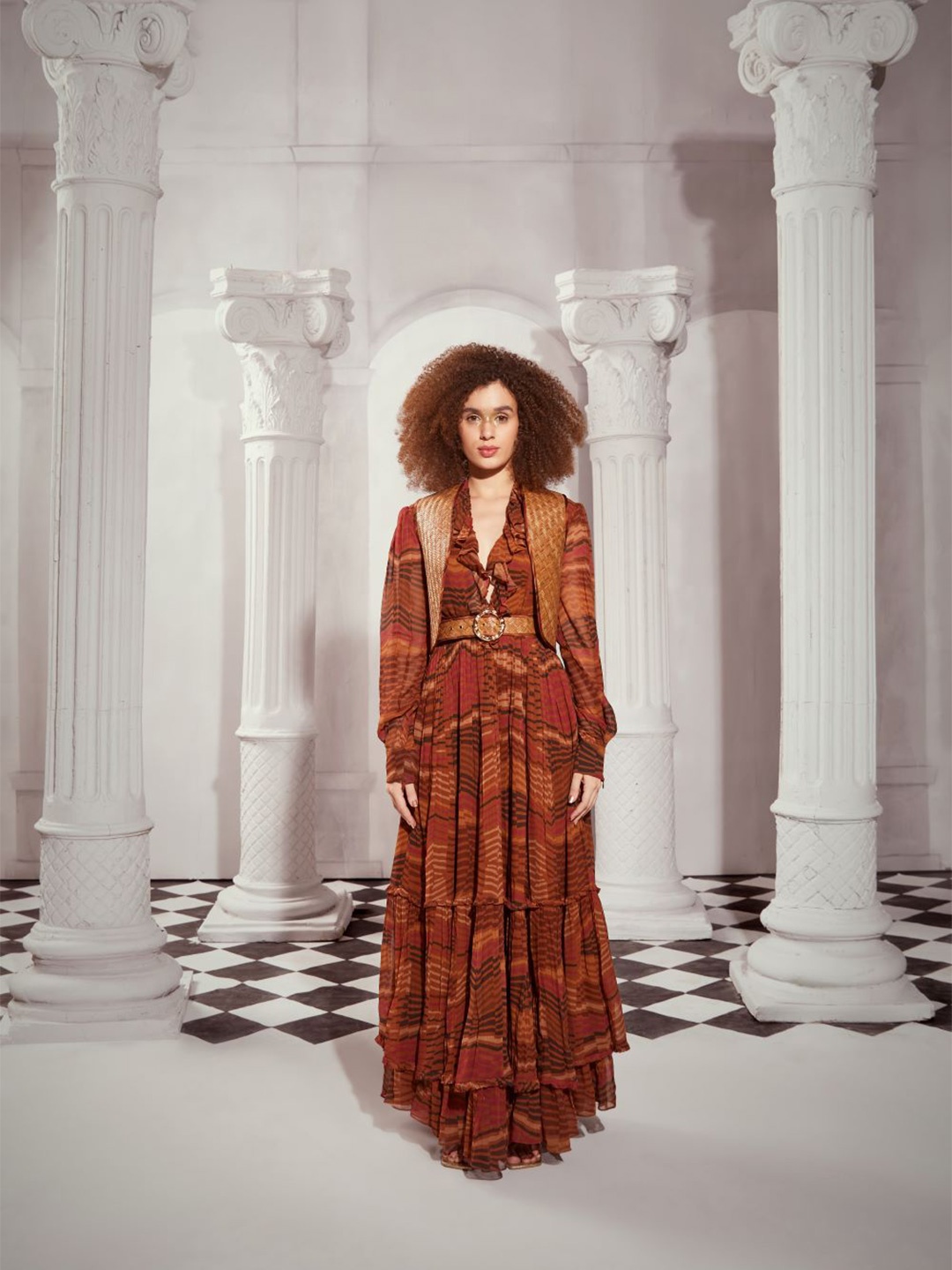

Nikita Mhaisalkar Abstract Printed Georgette Maxi Dress, Orange