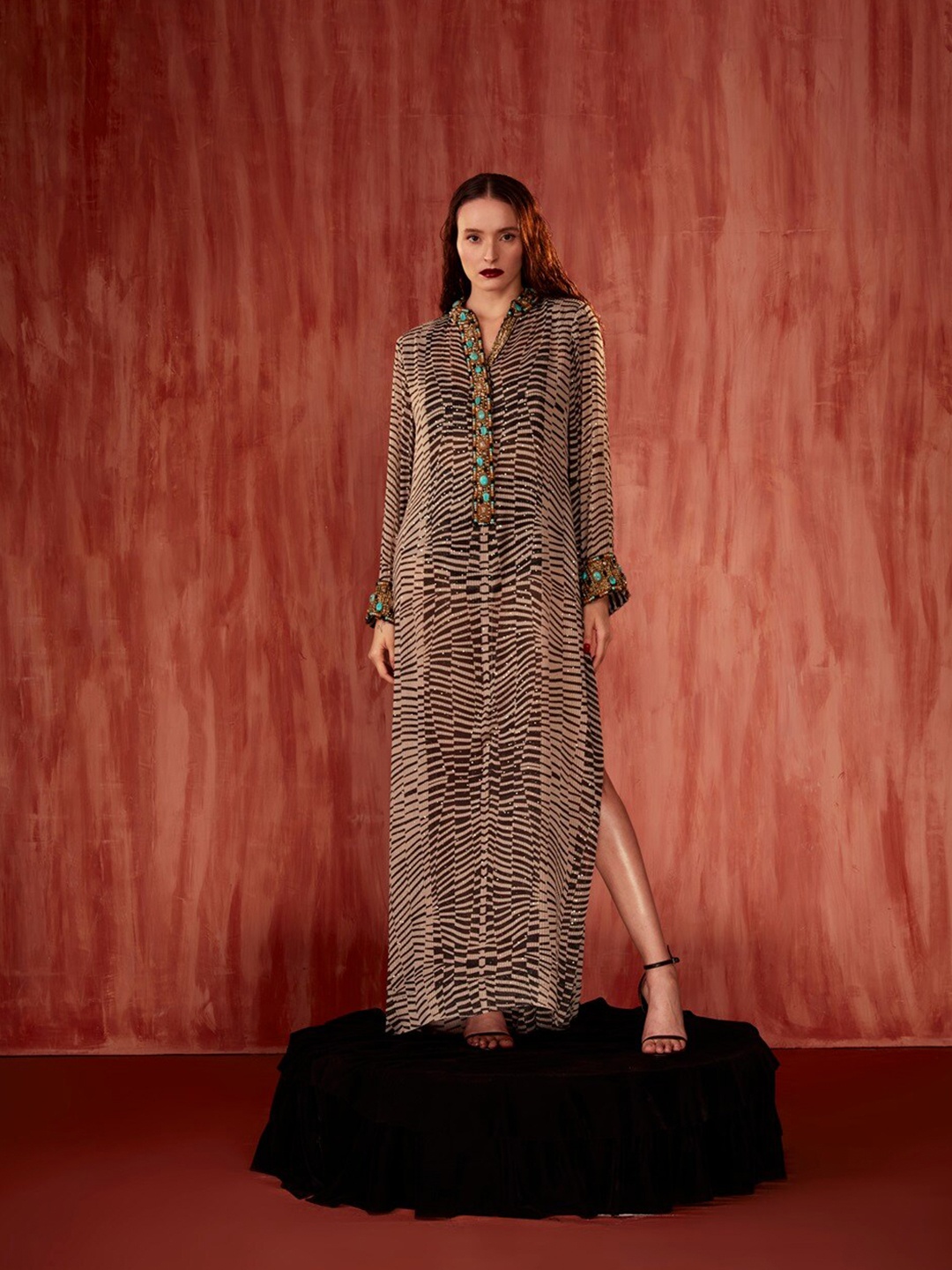 

Nikita Mhaisalkar Printed Georgette Maxi Dress, Black