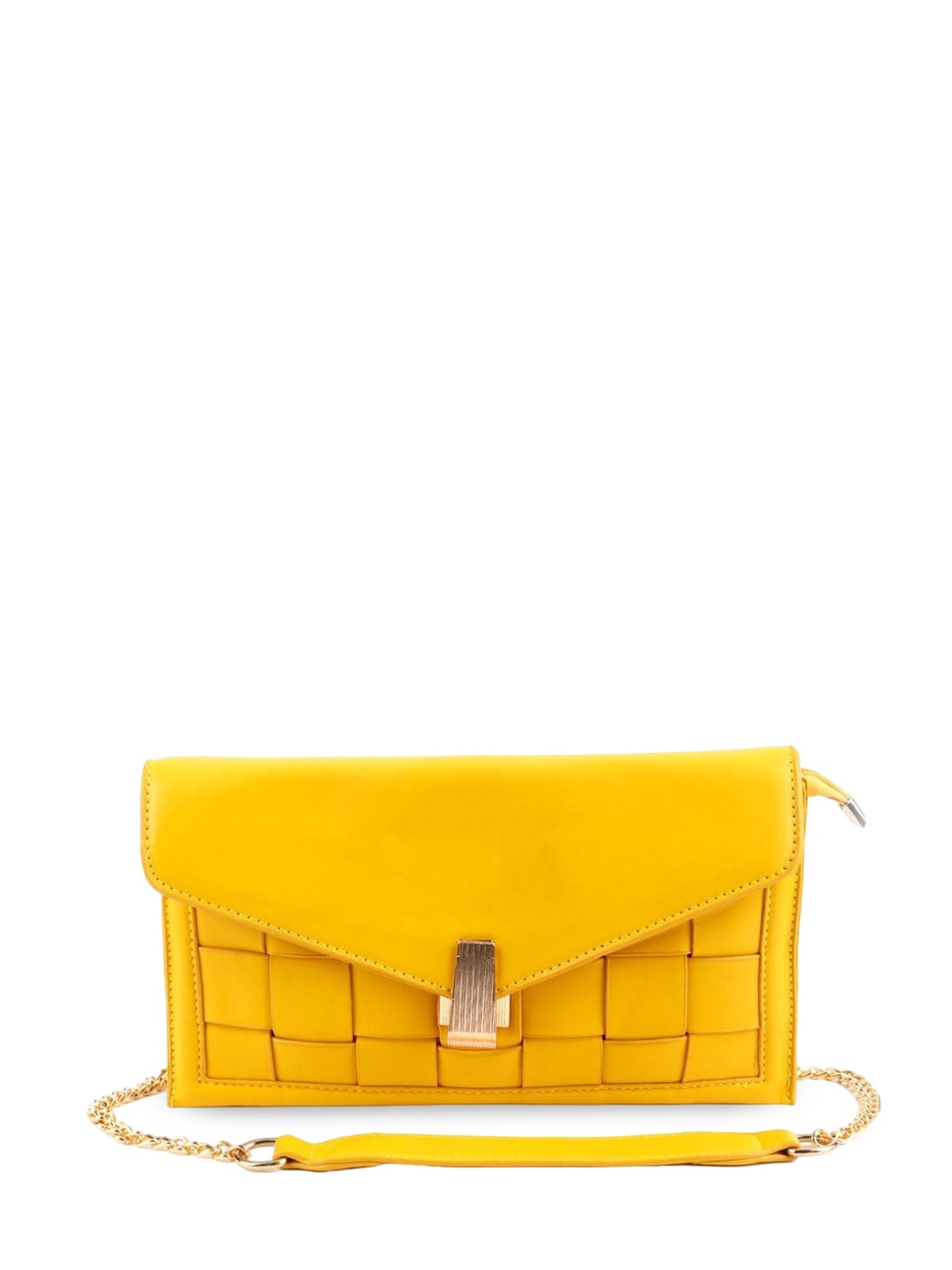 

ODETTE Textured Leather Oversized Structured Sling Bag, Yellow