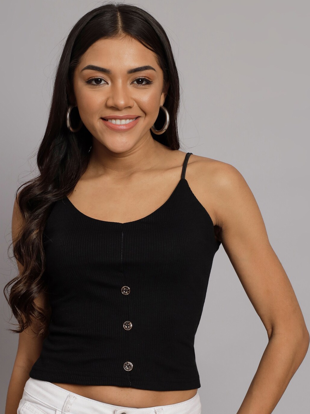 

Chemistry Shoulder Straps Crop Top, Black