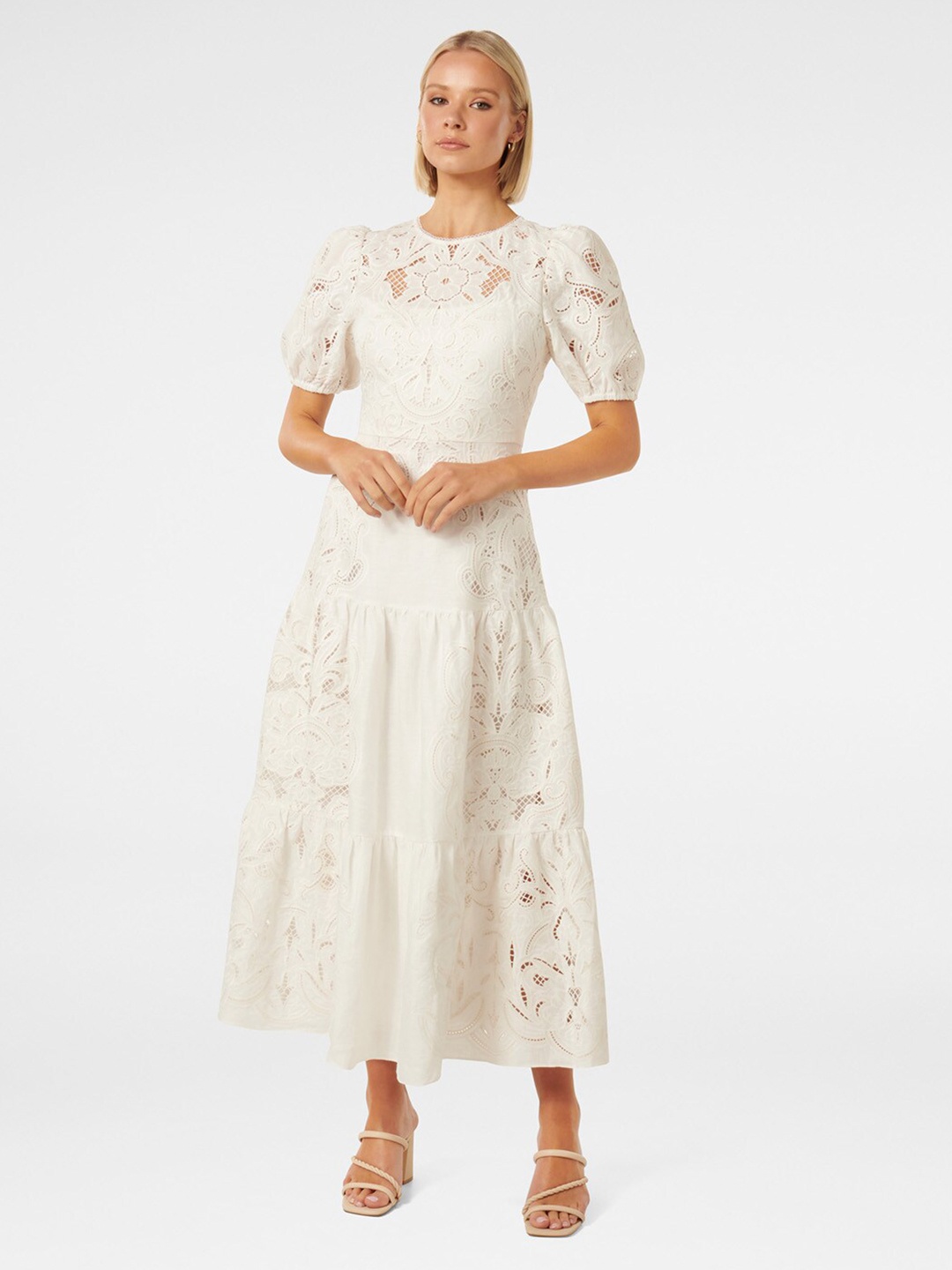 

Forever New Linen Fit & Flare Maxi Dress, White