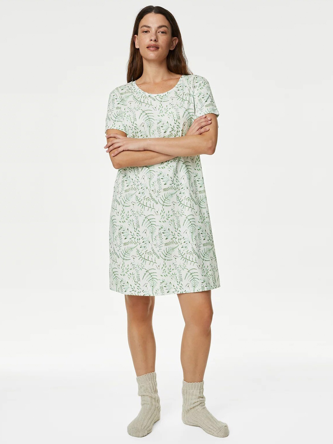 

Marks & Spencer Printed T-shirt Nightdress, Off white