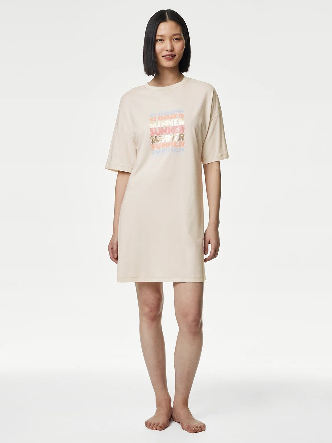 

Marks & Spencer Printed T-shirt Nightdress, Off white