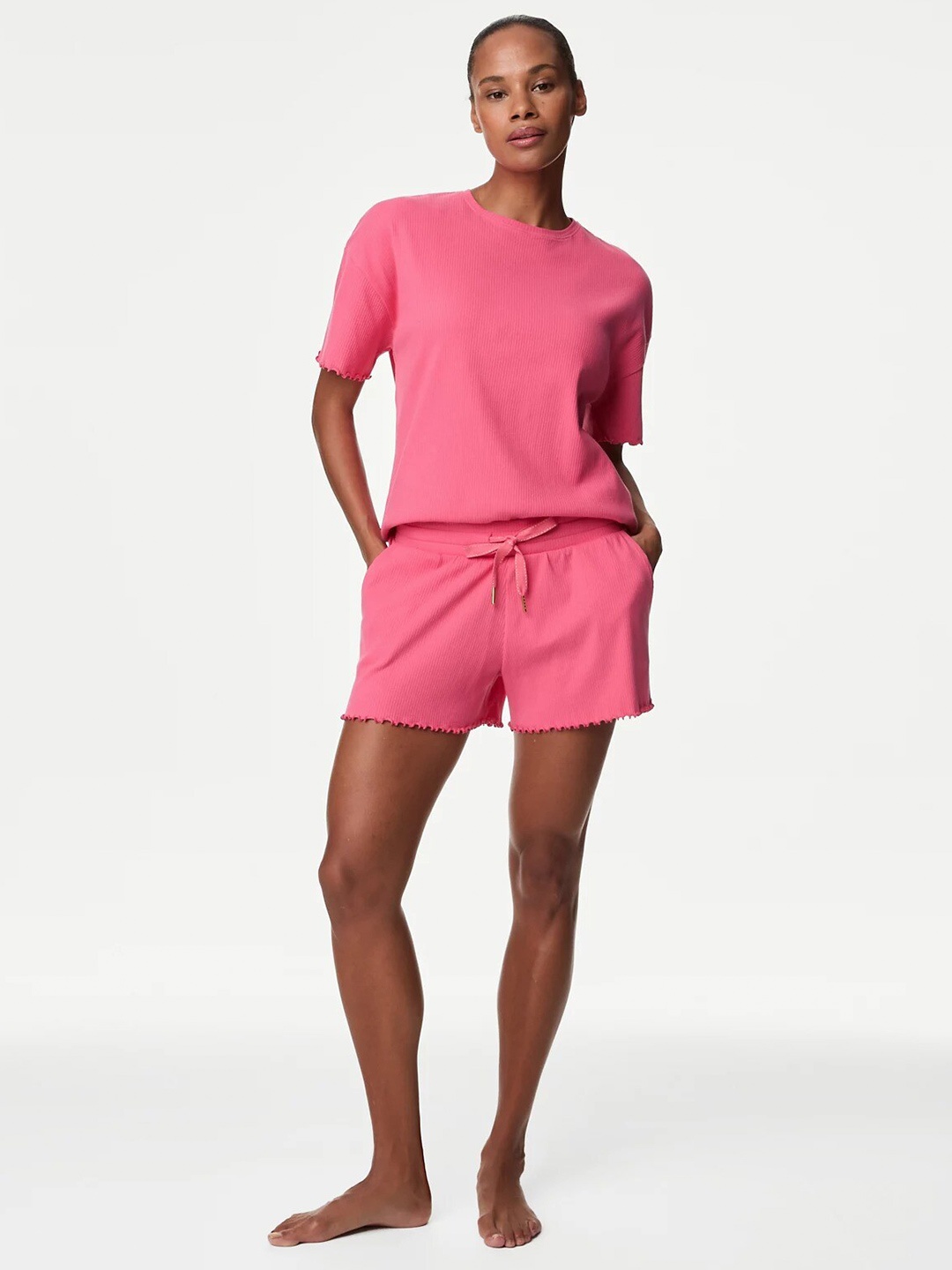 

Marks & Spencer Women Low Rise Lounge Shorts, Pink