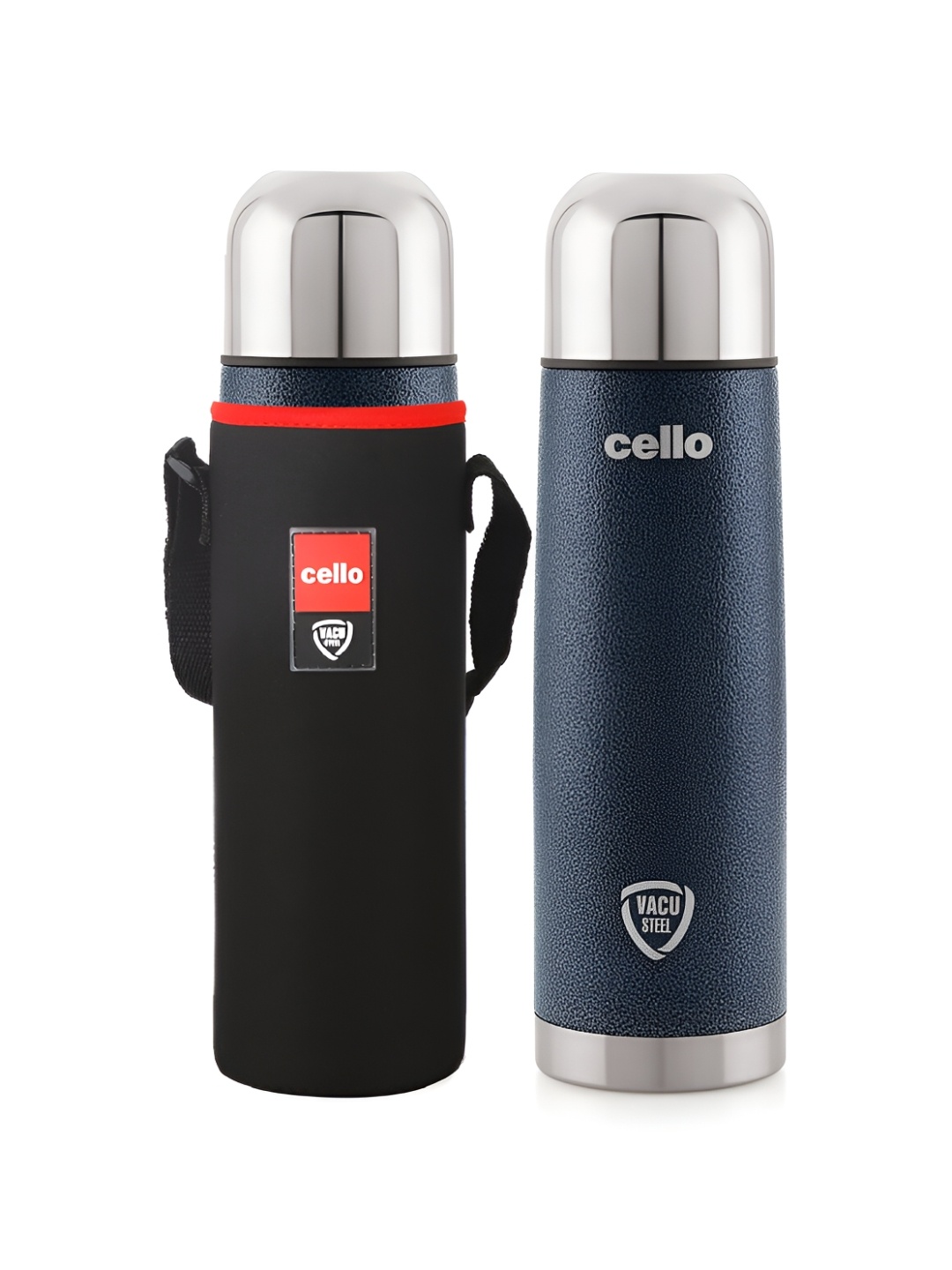 

Cello Flipper Blue Stainless Steel Double Walled Insulated Water Bottle & Jacket 1l