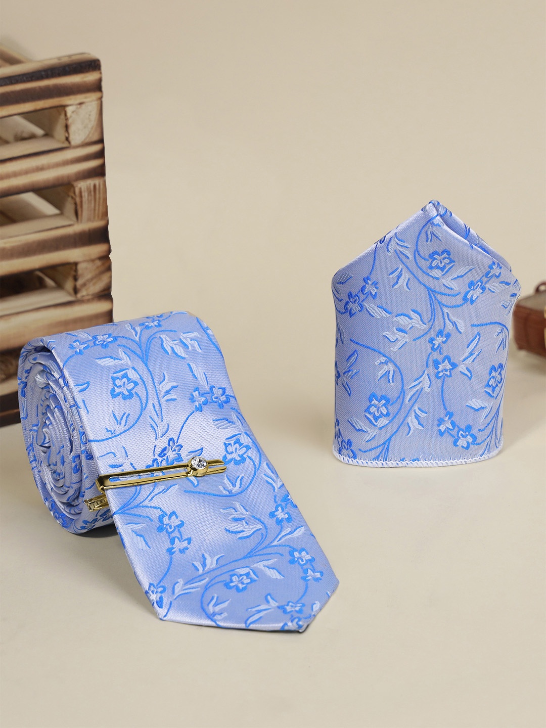 

LOUIS STITCH Men Neck Tie Silk Accessory Gift Set, Blue