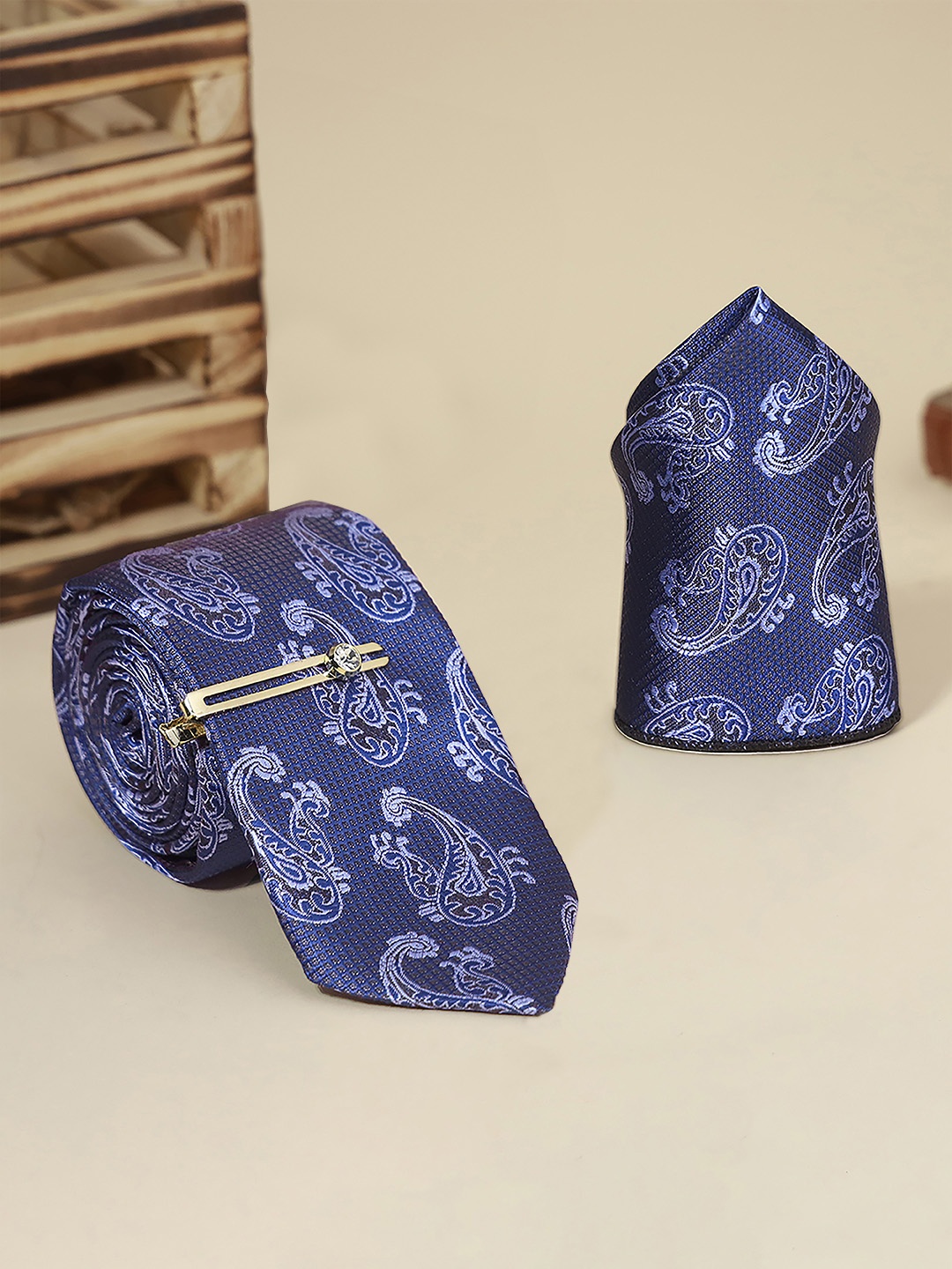 

LOUIS STITCH Men Neck Tie Silk Accessory Gift Set, Blue