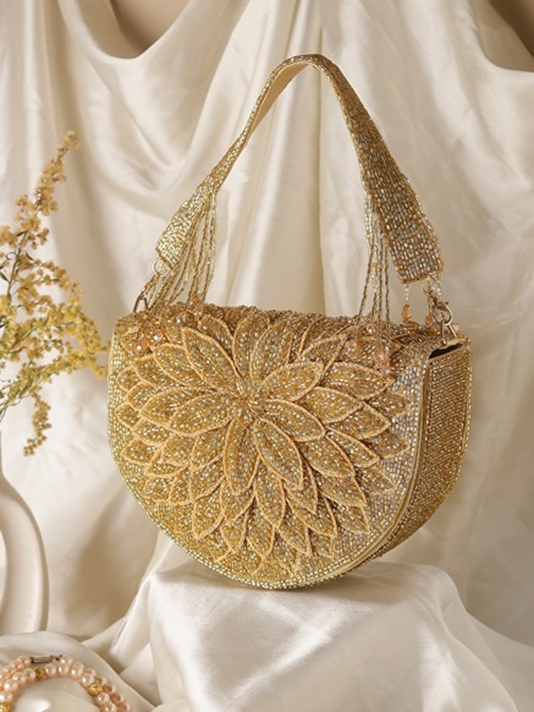 

Swisni Embellished Box Clutch, Gold