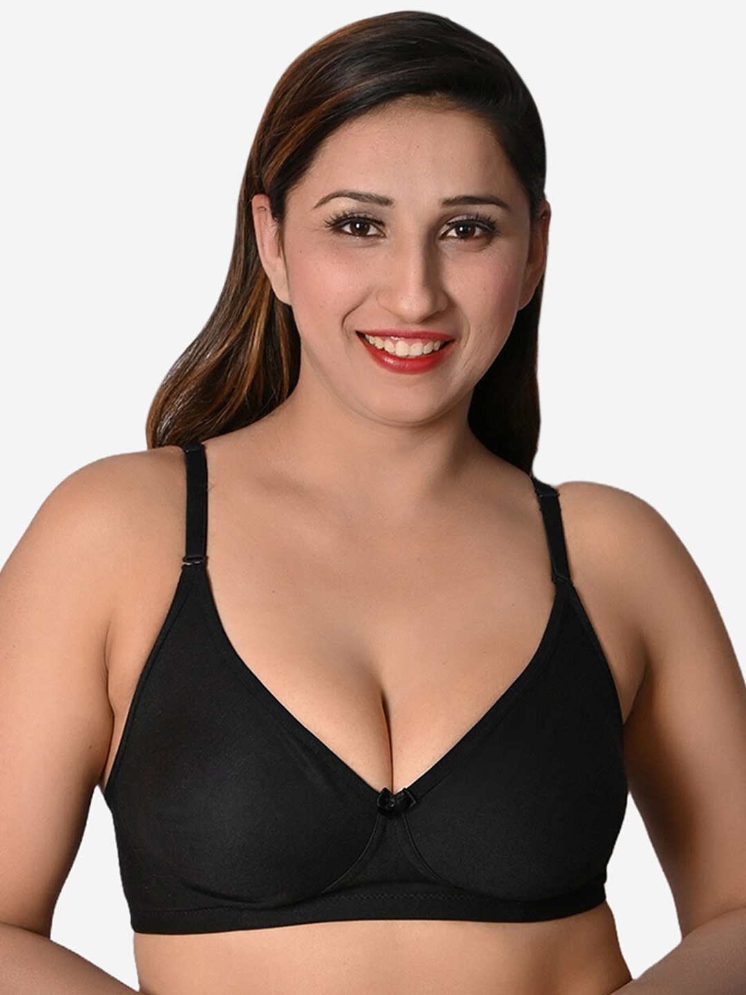 

Velvi FIGURE Medium Coverage Lightly Padded All Day Comfort Cotton Everyday Bra, Black