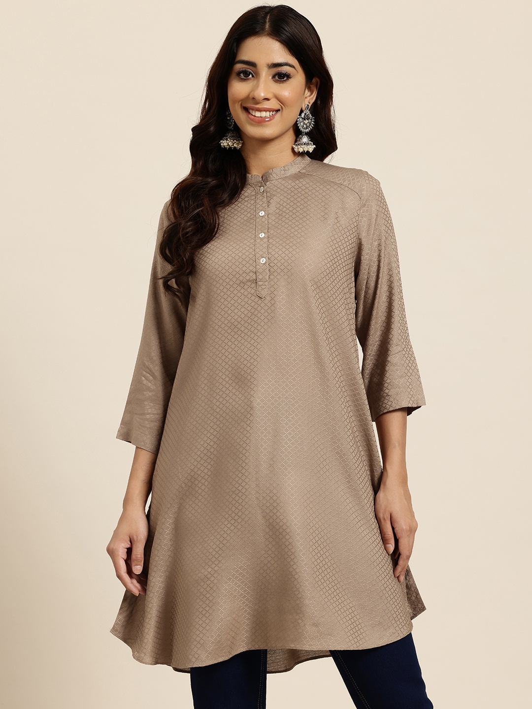 

HERE&NOW Mandarin Collar Tunic, Beige