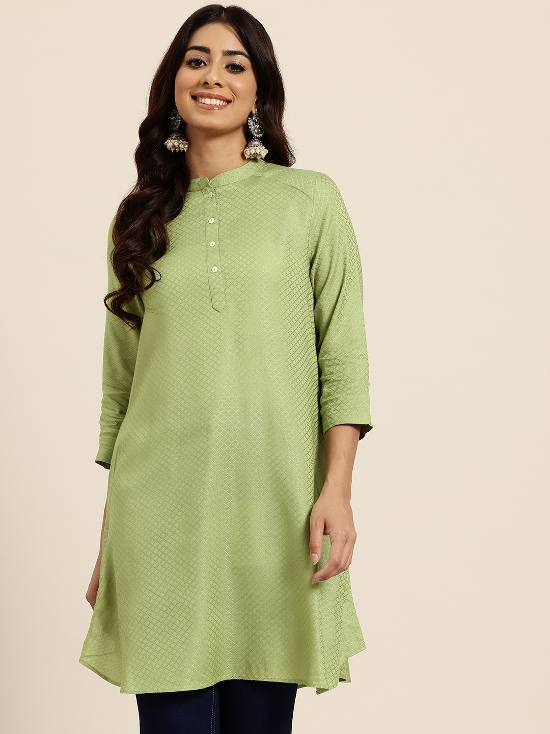 

HERE&NOW Mandarin Collar Tunic, Green