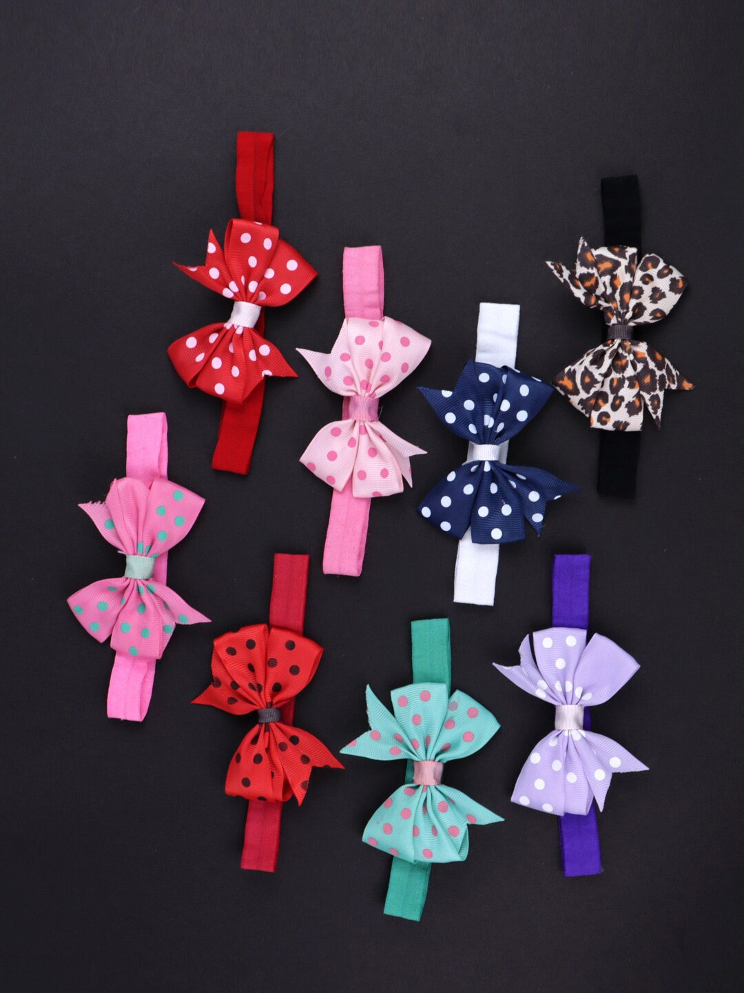 

Xivir Girls Set of 5 Bow Hairbands, Green