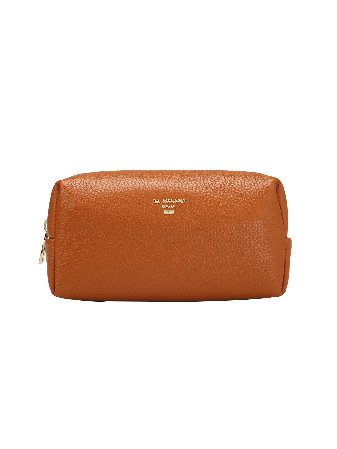 

Da Milano Textured Leather Vanity Bag Travel Accessory, Orange