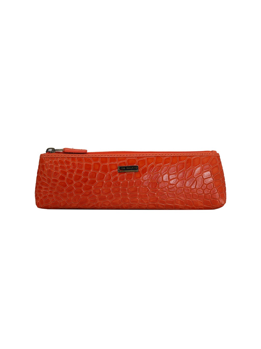 

Da Milano Unisex Textured Leather Travel Pouch, Orange