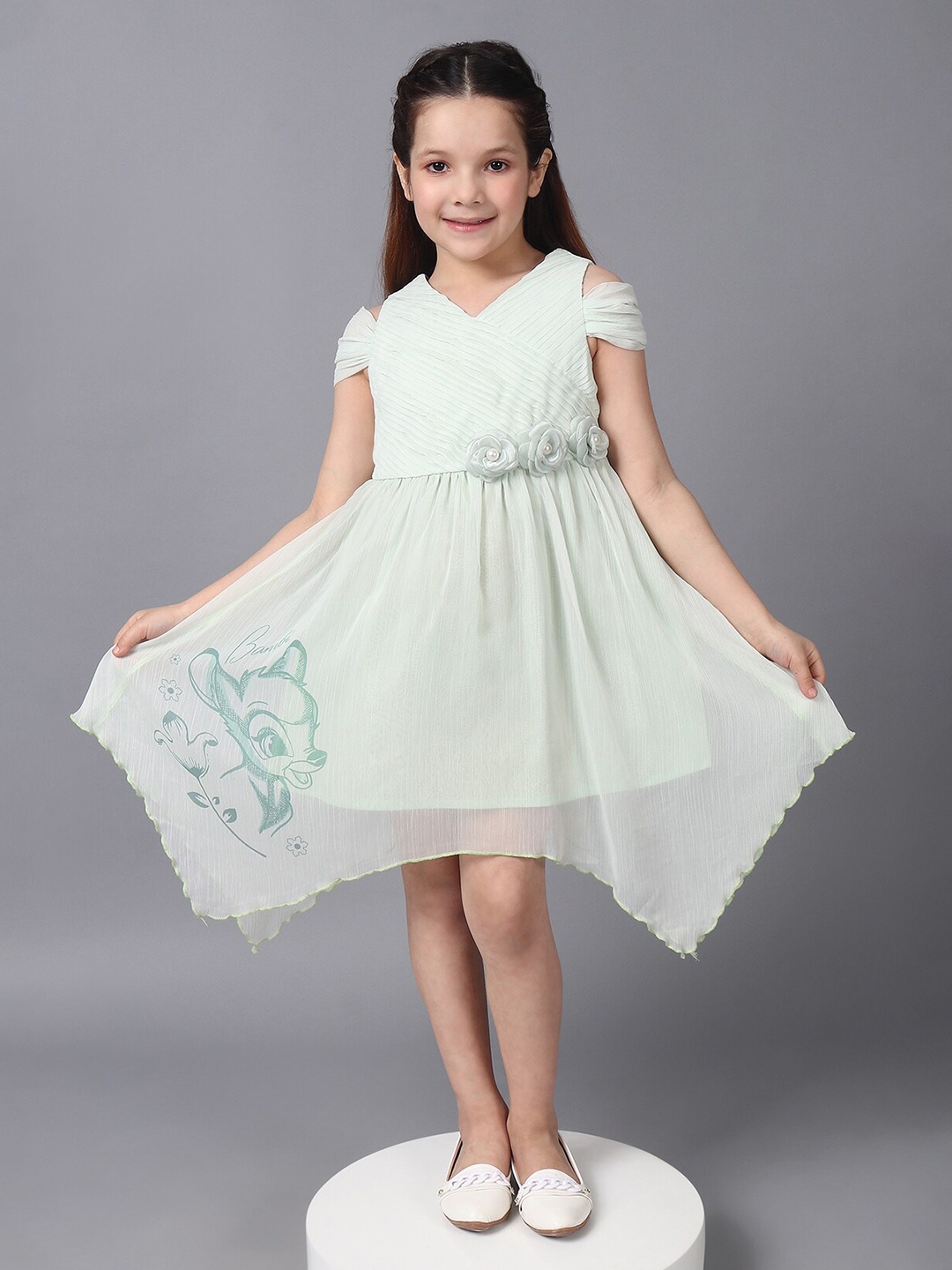

One Friday Girls Cold-Shoulder Fit & Flare Dress, Green