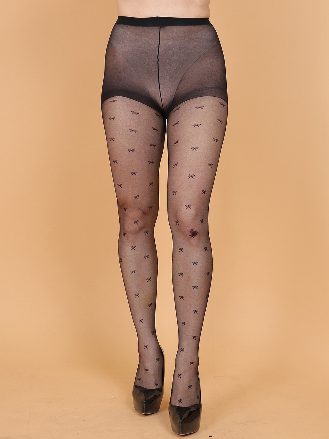 

COLOR STYLE Printed Sheer Stockings, Black