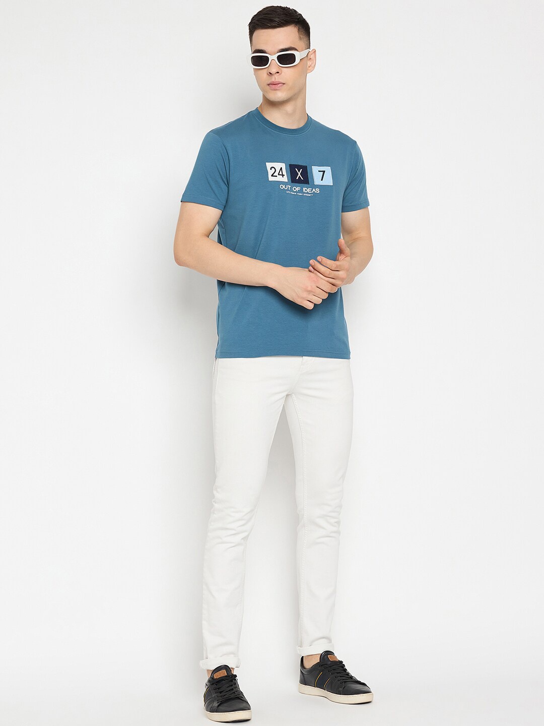 

98 Degree North Varsity Printed Pure Cotton T-shirt, Blue