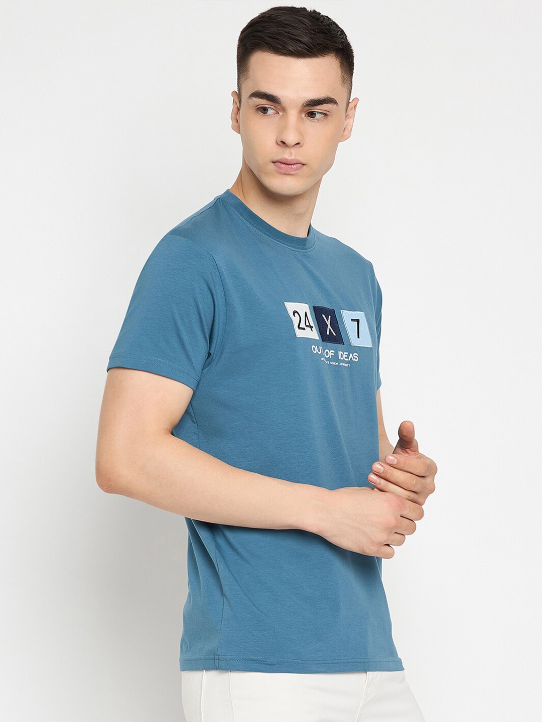 

98 Degree North Varsity Printed Pure Cotton T-shirt, Blue