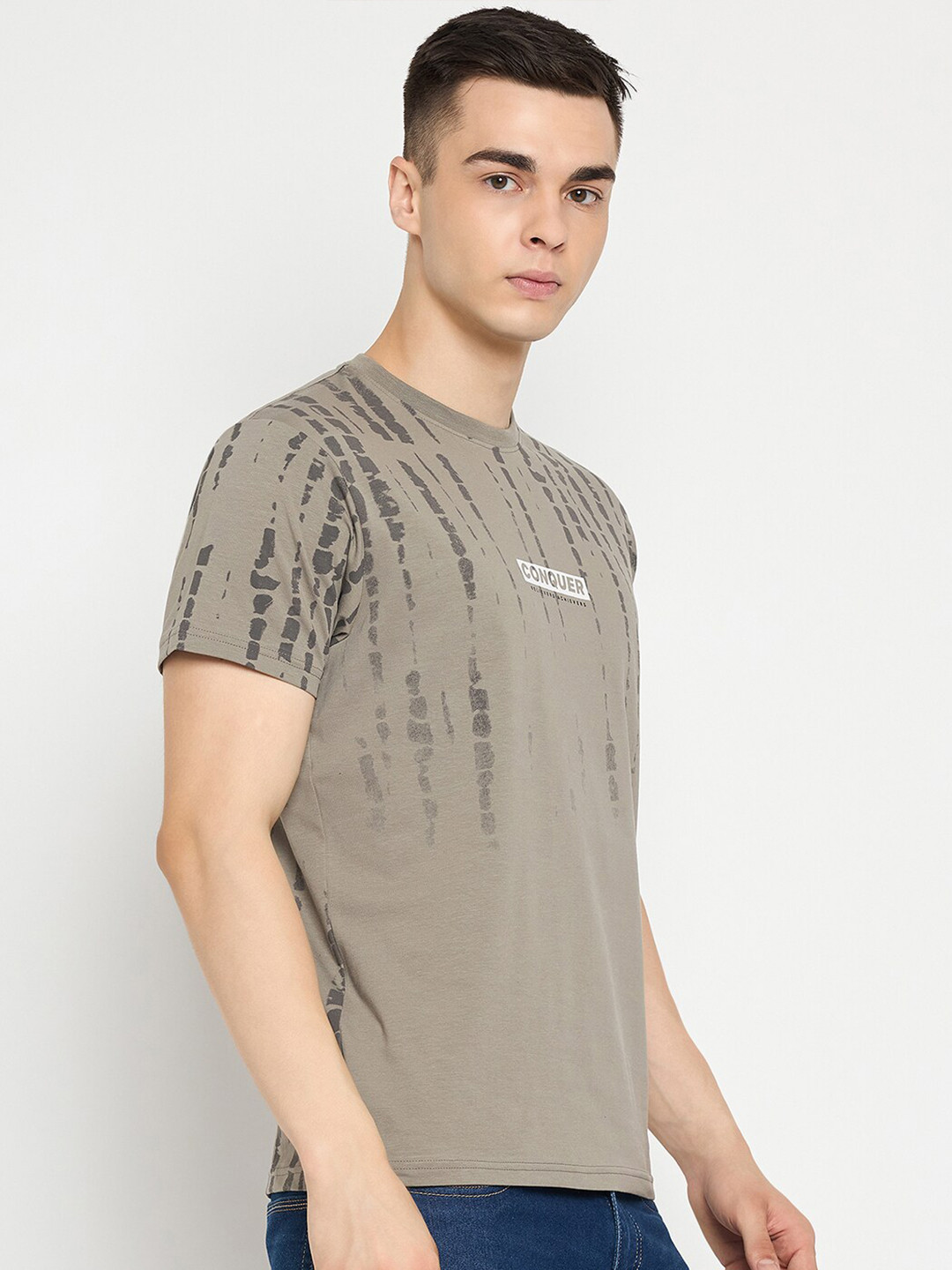 

98 Degree North Abstract Printed Pure Cotton T-shirt, Brown
