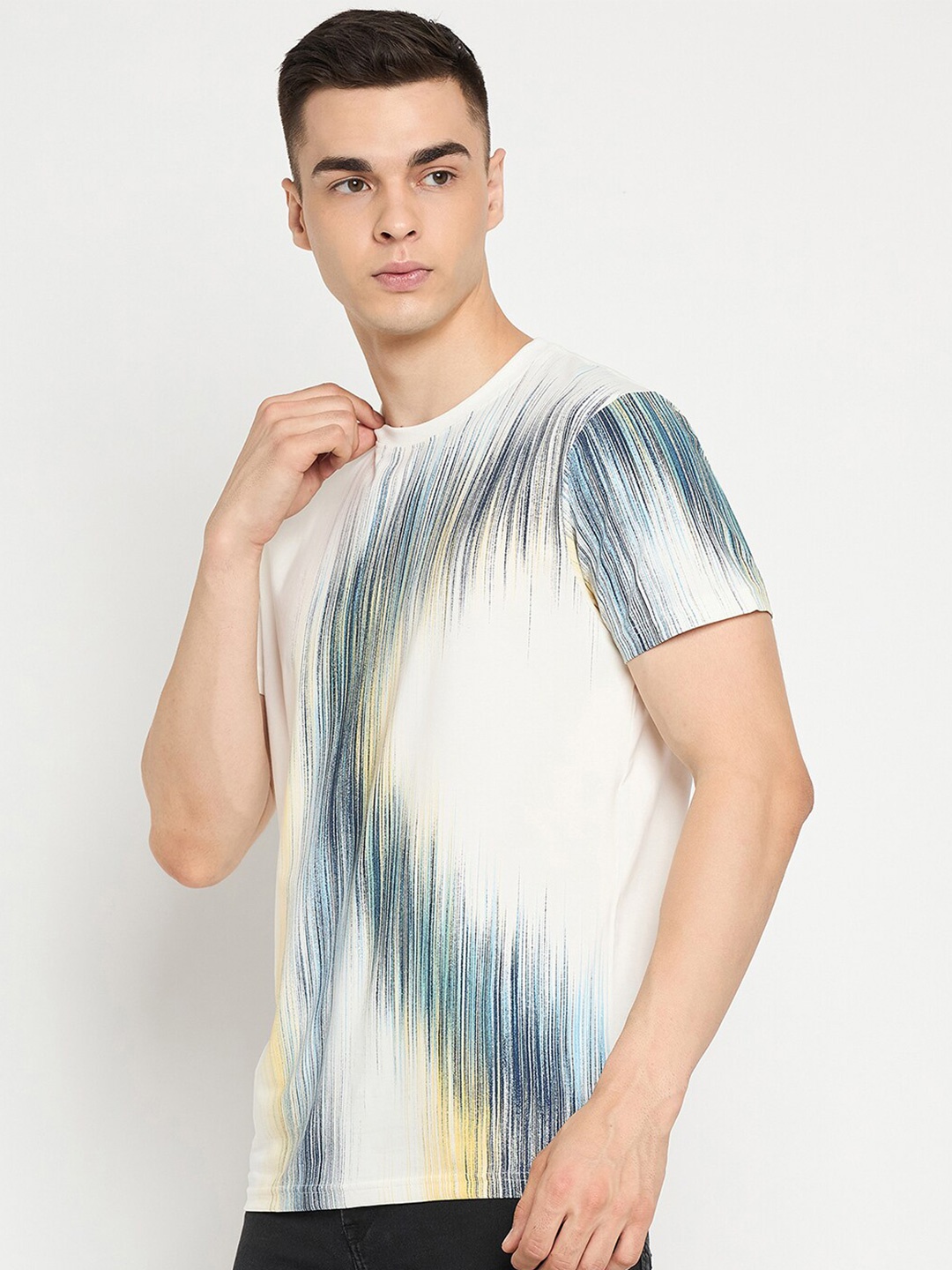 

98 Degree North Abstract Printed Pure Cotton T-shirt, Off white
