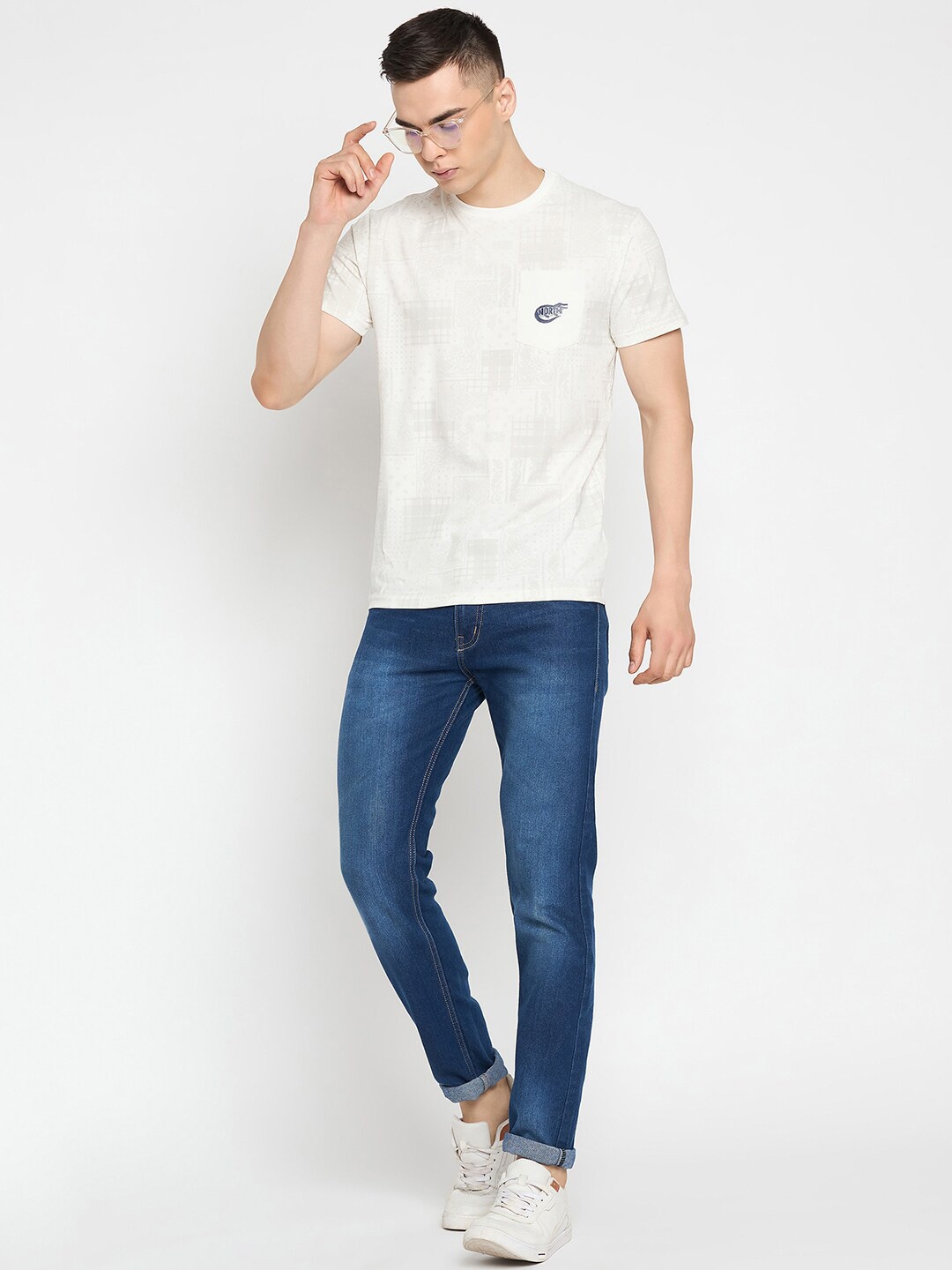 

98 Degree North Pure Cotton Applique T-shirt, Off white