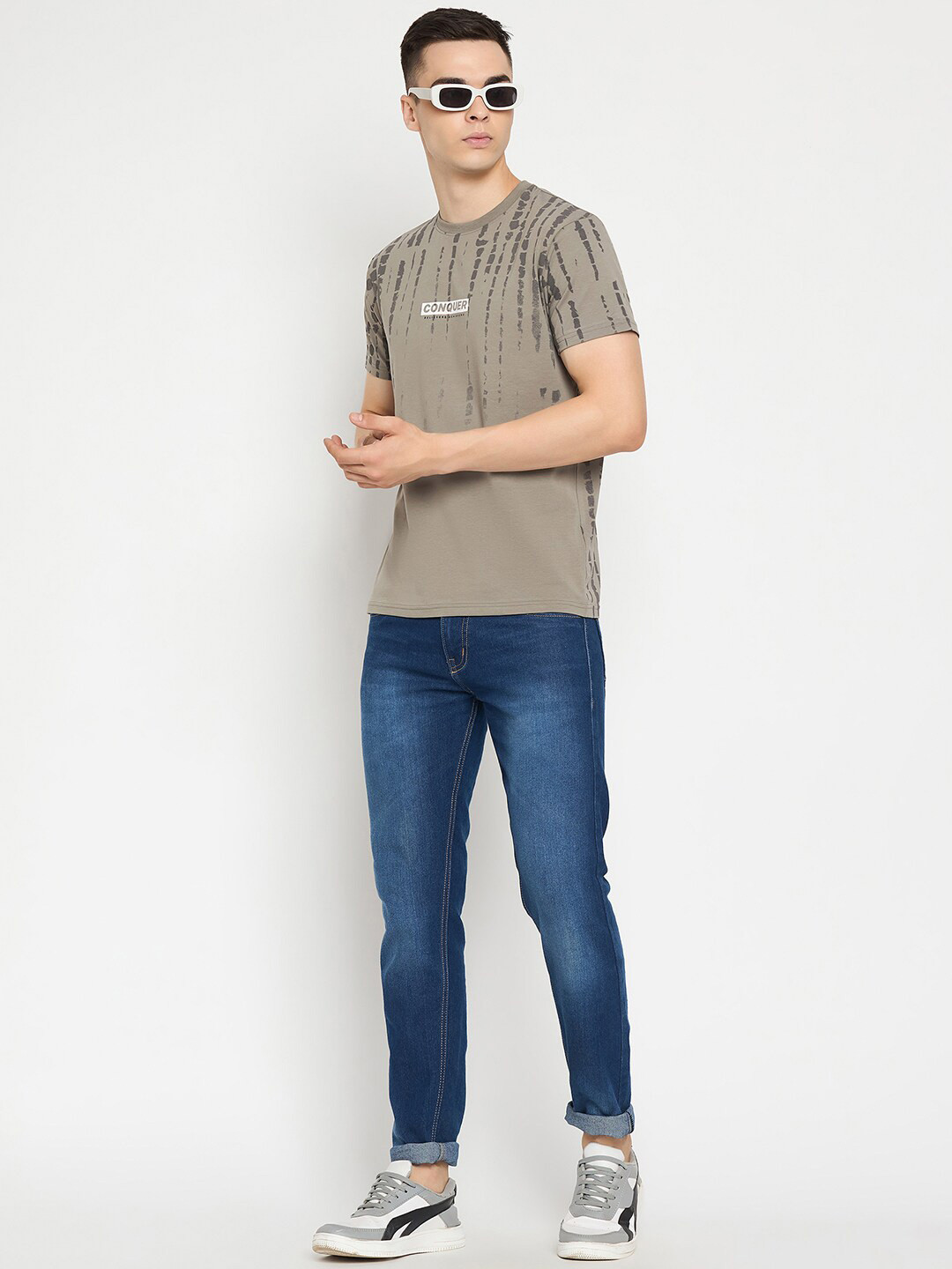 

98 Degree North Printed Pure Cotton Pockets T-shirt, Grey