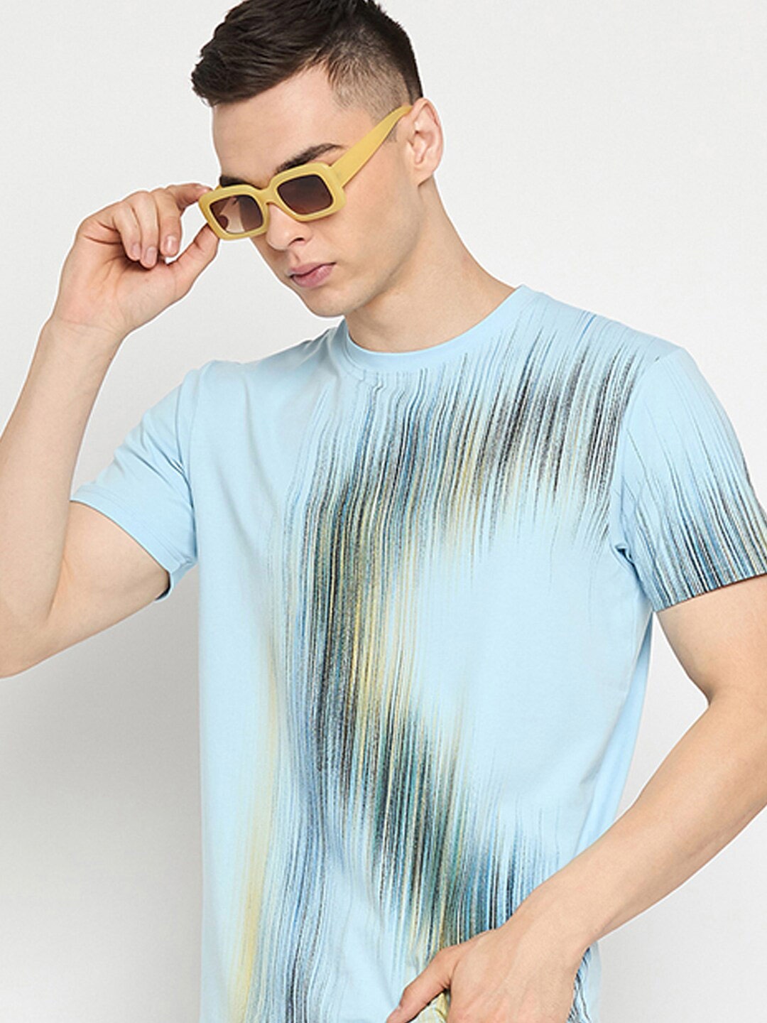 

98 Degree North Abstract Printed Pure Cotton T-shirt, Blue