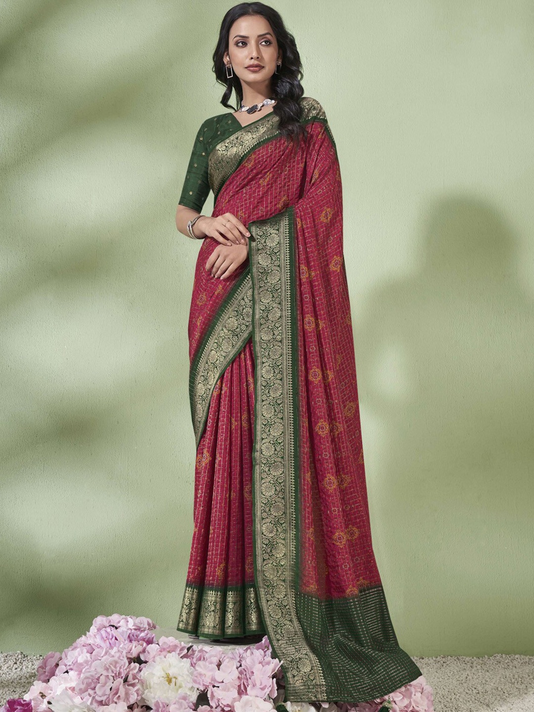 

Mitera Ethnic Motifs Zari Sungudi Saree, Maroon