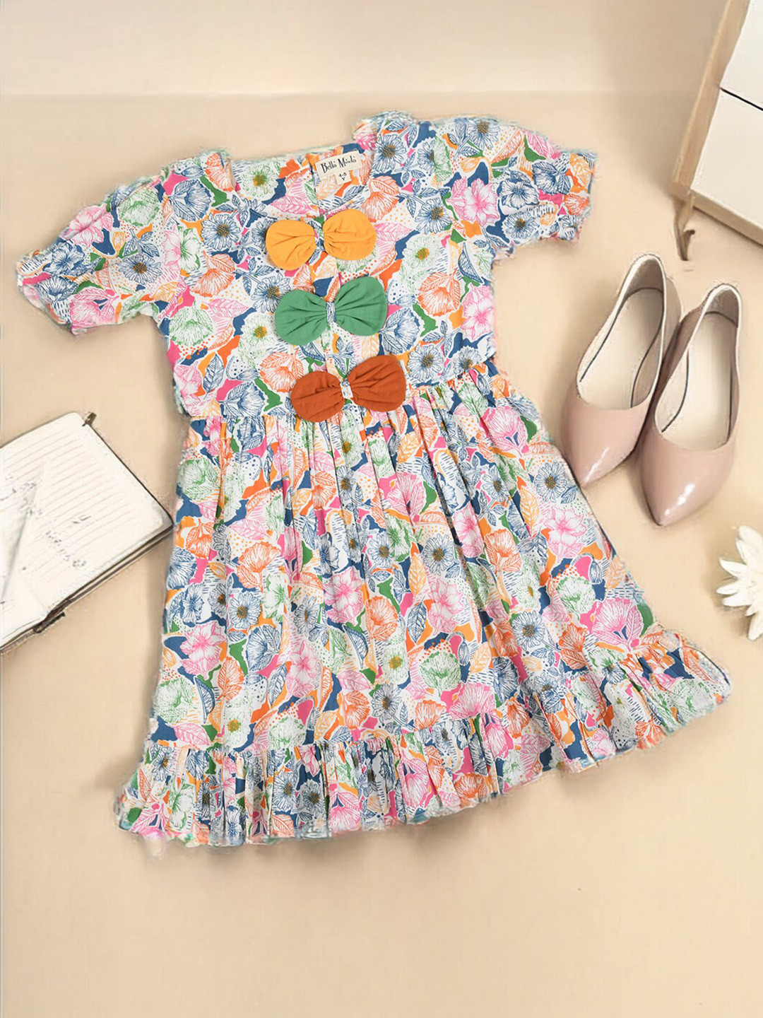 

Bella Moda Girls Floral Printed Fit & Flare Dress, White