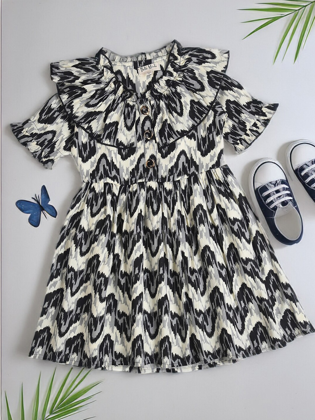 

Bella Moda Girls Abstract Printed Fit & Flare Dress, Black