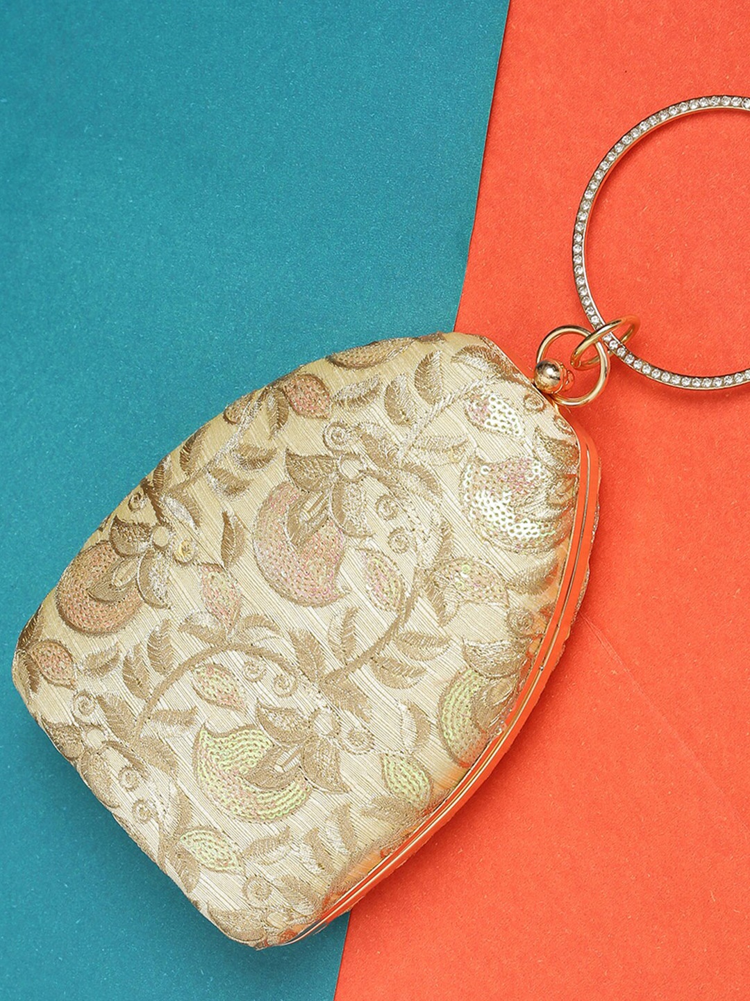 

VASTANS Embellished Box Clutch, Beige